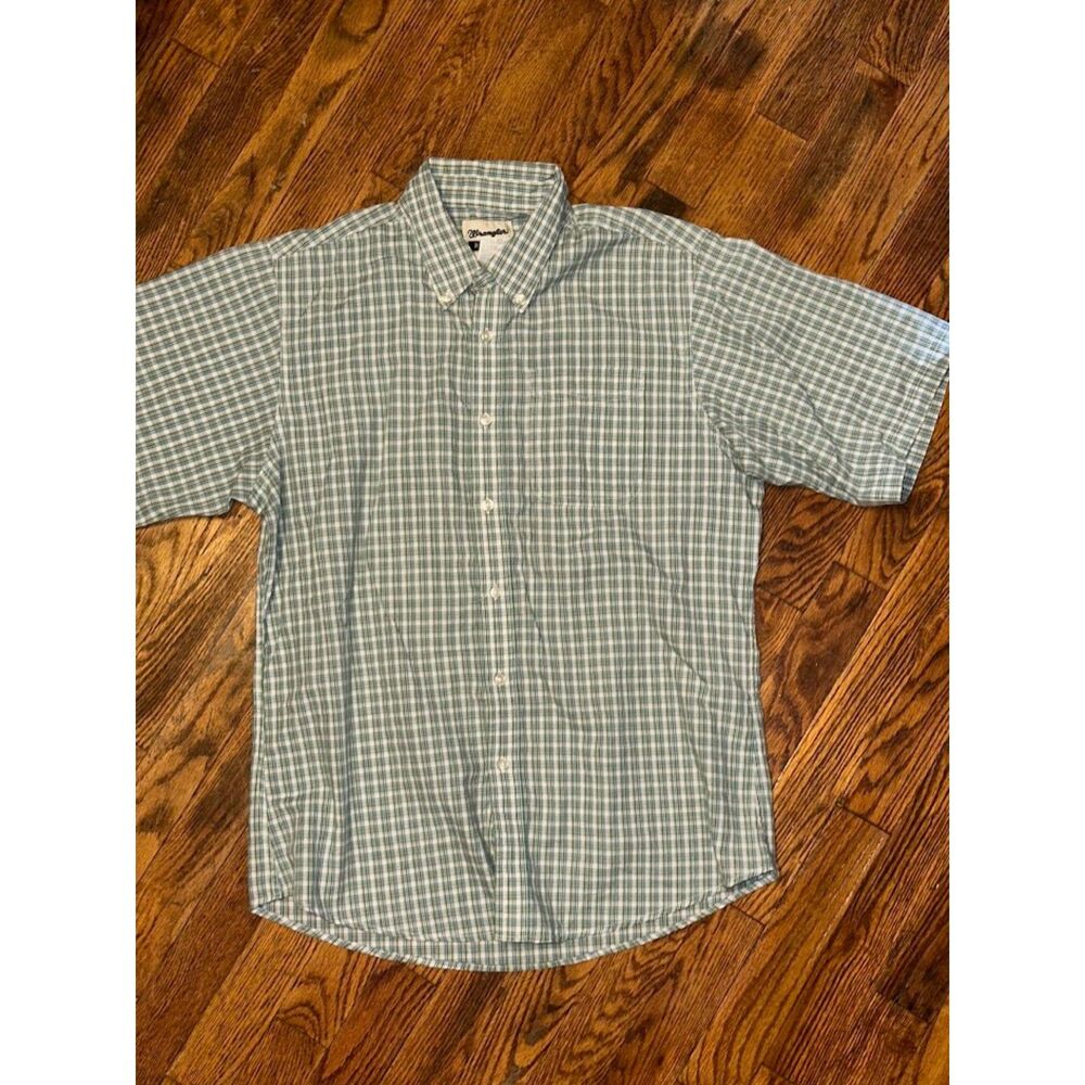 Green Plaid Wrangler Riata Short Sleeve Button Up Shirt Size XXL / 18-20